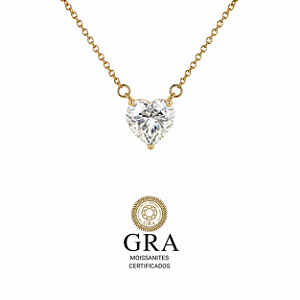 Colar Moissanite Coração Gold