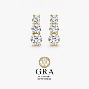 Brinco Moissanite Trio Gold Prata925
