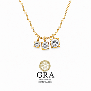 Colar Moissanite Trio Degrade Gold