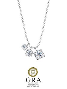 Colar Moissanite Trio Degrade Silver