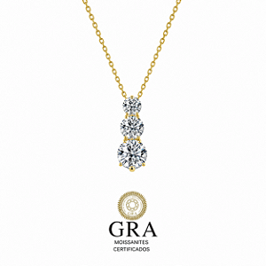 Colar Moissanite Trio Gold Prata925