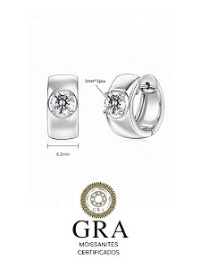 Brinco Moissanite Argola Solitário