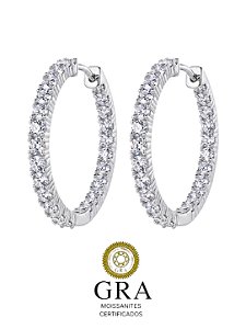 Brinco Argola Gran Moissanite Prata925