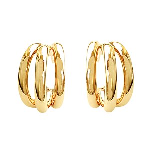 Brinco Argola Midi Tripla Gold Mistic