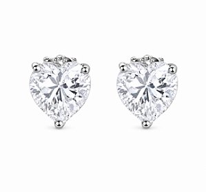 Brinco Moissanite Coração 7mm Prata925
