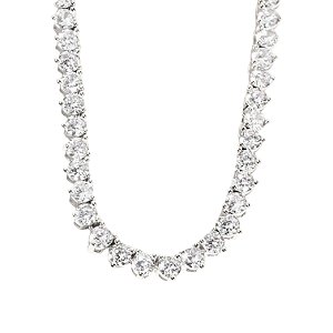 Colar Riviera 41cm Rodio branco 2,5mm zirconias 3pontas