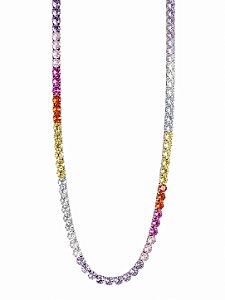 Colar Riviera 40cm 3pontas Rainbow