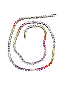 Colar Riviera 40cm 3pontas Rainbow