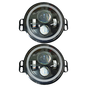 Par Farol Led Angel Eyes Vw Constellation Completo Com Suporte E chicotes
