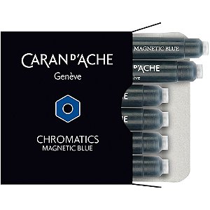 Cartucho Caneta Tinteiro com 6 unidades Caran D'Ache Chromatics Blue Magnetic