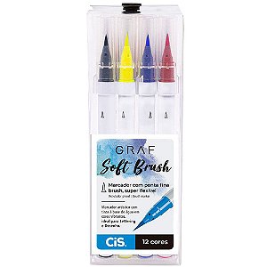 Marcador Graf Soft Brush com 12 Cores Cis 527447
