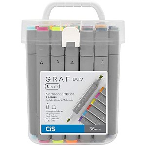 Marcador Artístico Graf Duo Brush Com 36 Cores Cis 60.9200