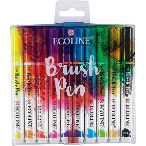Caneta Pincel Ecoline Brush Pen com 10 cores Talens 11509007