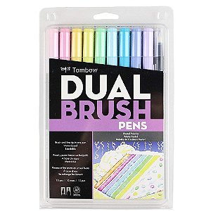 Estojo Caneta Pincel Dual Brush c/10 Cores Pastel