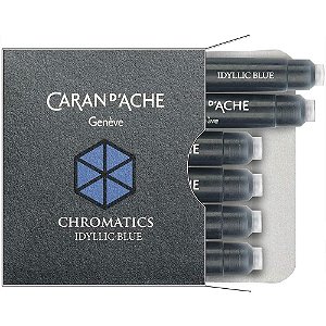 Cartucho Caneta Tinteiro com 6 unidades Caran D'Ache Chromatics Idyllic Blue 8021.144