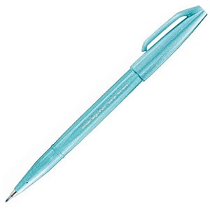 Caneta Pincel Pentel Brush Sign Pen Azul Pastel