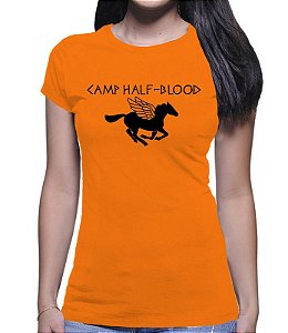 Camiseta Babylook Percy Jackson Camp Half Blood Logo Pégaso