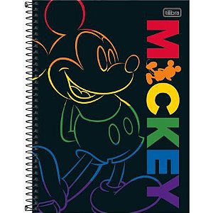 Caderno Universitário TILIBRA Mickey Rainbow - 1 Matéria c/ 80 folhas