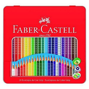 Lápis de Cor FABER-CASTELL Estojo Metálico Color Grip C/ 24 cores