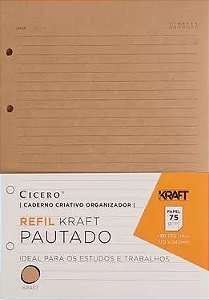 Refil Kraft CICERO Pautado - Caderno Criativo ArgoladoKraft 30fls 75g