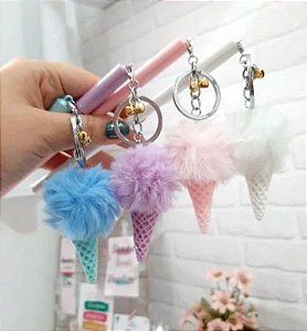 Caneta Em Gel Sorvete Com Pompom