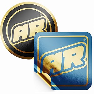Adesivo Metalizado Dourado 3x3 cm Personalizado