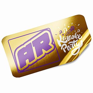 Adesivo Metalizado Dourado 8x4 cm Personalizado
