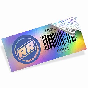 Etiqueta de Patrimônio Void Holográfico Personalizada 3x1,5 cm