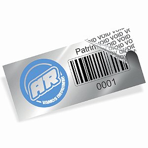 Etiqueta de Patrimônio Void Prata Personalizada 4,5x2 cm