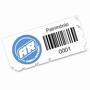 Etiqueta Destrutível de Patrimônio Casca de Ovo Personalizada 4x2 cm