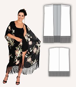 Molde Kimono (Tecido plano - TAM. ÚNICO - VESTE DO P AO GG)