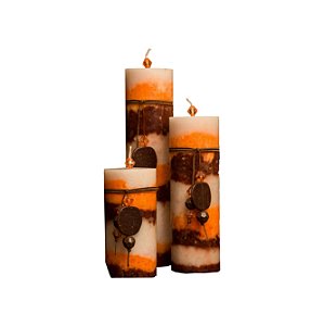Trio de velas Cilíndricas Matizadas 8,5cm