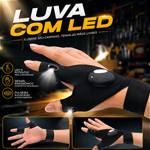 Luva 2 Dedos Lanterna Luz Led Dj Mesa Som Noturna