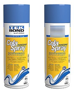 2 Adesivo Cola Spray Temporária 500ml Tekbond Reposicionável