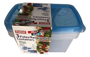 Conjunto Kit 3 Potes Plasticos Click C. Saida Vapor 2.850ml