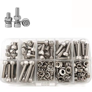 KIT 216 PARAFUSOS SOQUETE HEXAGONAL ALLEN PORCA ARRUELA INOX