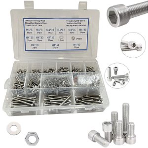 KIT 720 PARAFUSOS SEXTAVADOS ALLEN PORCAS ARRUELAS AÇO INOX