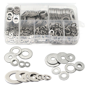KIT 550 ARRUELAS PLANAS AÇO INOX M2 M2.5 M3 M4 M5 M6 M8 M10