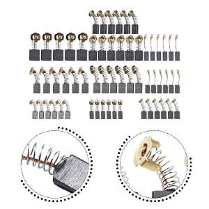KIT 60 ESCOVAS CARVAO CARBONO MARTELO ROTATIVO - 10 TAMANHOS