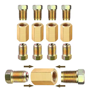 KIT 4 CONECTORES TUBO MANGUEIRA FREIO MOTO CARRO 3/16"