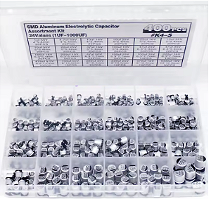 KIT 400 CAPACITORES ELETROLITICOS DE ALUMINIO VARIOS MODELOS