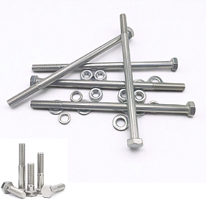 KIT 5 PARAFUSOS MEIA ROSCA PARCIAL SEXTAVADO INOX M10*200MM