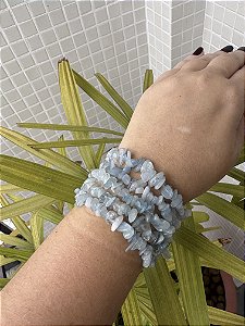 Pedra 2026 - Pulseira Cascalho Água Marinha - Signo de Peixes