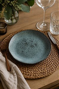 Conjunto com 6 Pratos de Sobremesa Orgânico Petroleum Ø 19,4 cm Porto Brasil em Cerâmica Stoneware | Casa de Lila