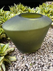 Vaso de Vidro Verde com Textura - 29,5 x 21,5 x 24,5 cm