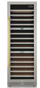 Adega 60 cm, de piso e de embutir, p/ 141 garrafas, abertura p/ direita, 3 zonas de temp., puxador em latão polido, Tecno Vintage- 220V