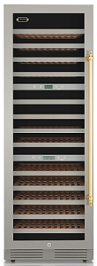 Adega 60 cm, de piso e de embutir, p/ 141 garrafas, abertura p/ esquerda, 3 zonas de temp., puxador em latão polido, Tecno Vintage- 220V