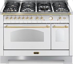 Fogão a gás Dolce Vita Branco perolizado, 120 cm, de piso e de embutir, 7 queimadores a gás, 2 fornos elétricos, Vintage, Lofra- 220V