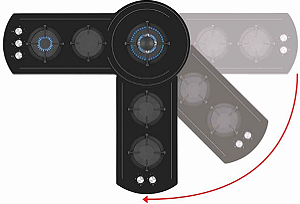 Cooktop  á gás Rota 151 cm, 5 queimadores profissionais a gás em alumínio pyral, design angular, com queimador triplo de 3.500 W, Tecno - 220V