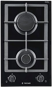 Cooktop domino á gás 30 cm, 2 queimadores profissionais a gás em alumínio pyral, semi-filo, Tecno -220V